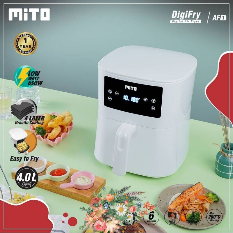 Mito Digital Air Fryer Af1 Mito Kapasitas 4 Liter Low Watt Shopee Indonesia