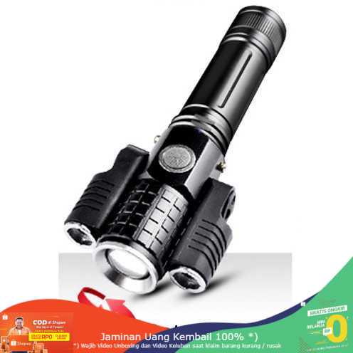 (BISA COD) RVOSTR LED Senter LED Rotating Zoom Cree T6 + 2 x XPE 15000 Lm - KS-738