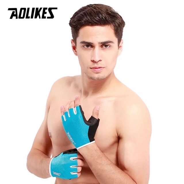 104 AOLIKES SARUNG TANGAN GYM SEPEDA GLOVE WRIST WRAP FITNESS GLOVES