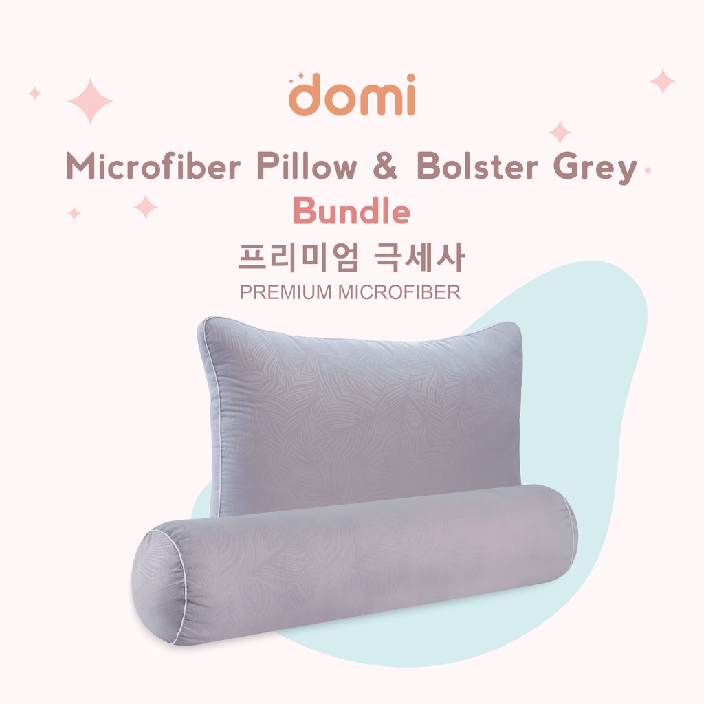 Bundling Domi Bantal Korean Microfiber Grey + Domi Guling Korean Microfiber