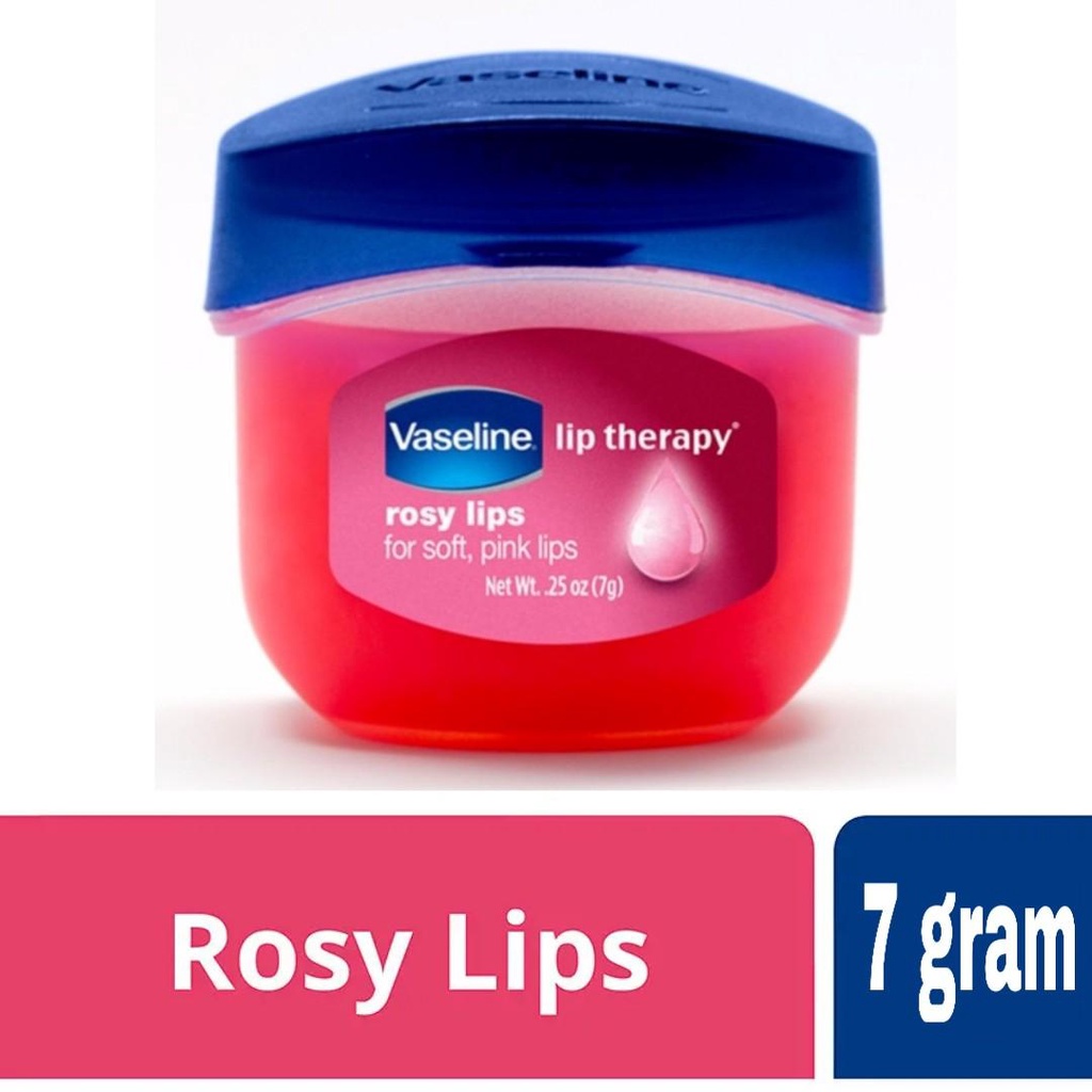 Cream Pelembab Bibir Vaseline_Rosy Lip Therapy -Cream Pelembab Merawat Bibir Kering dan Pecah- Glosy