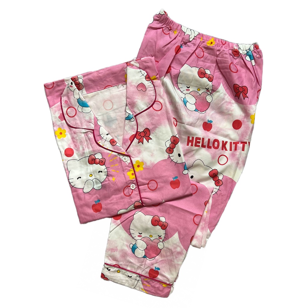 BAJU TIDUR WANITA / SETELAN PIYAMA WANITA KATUN MOTIF KARAKTER CP/PP