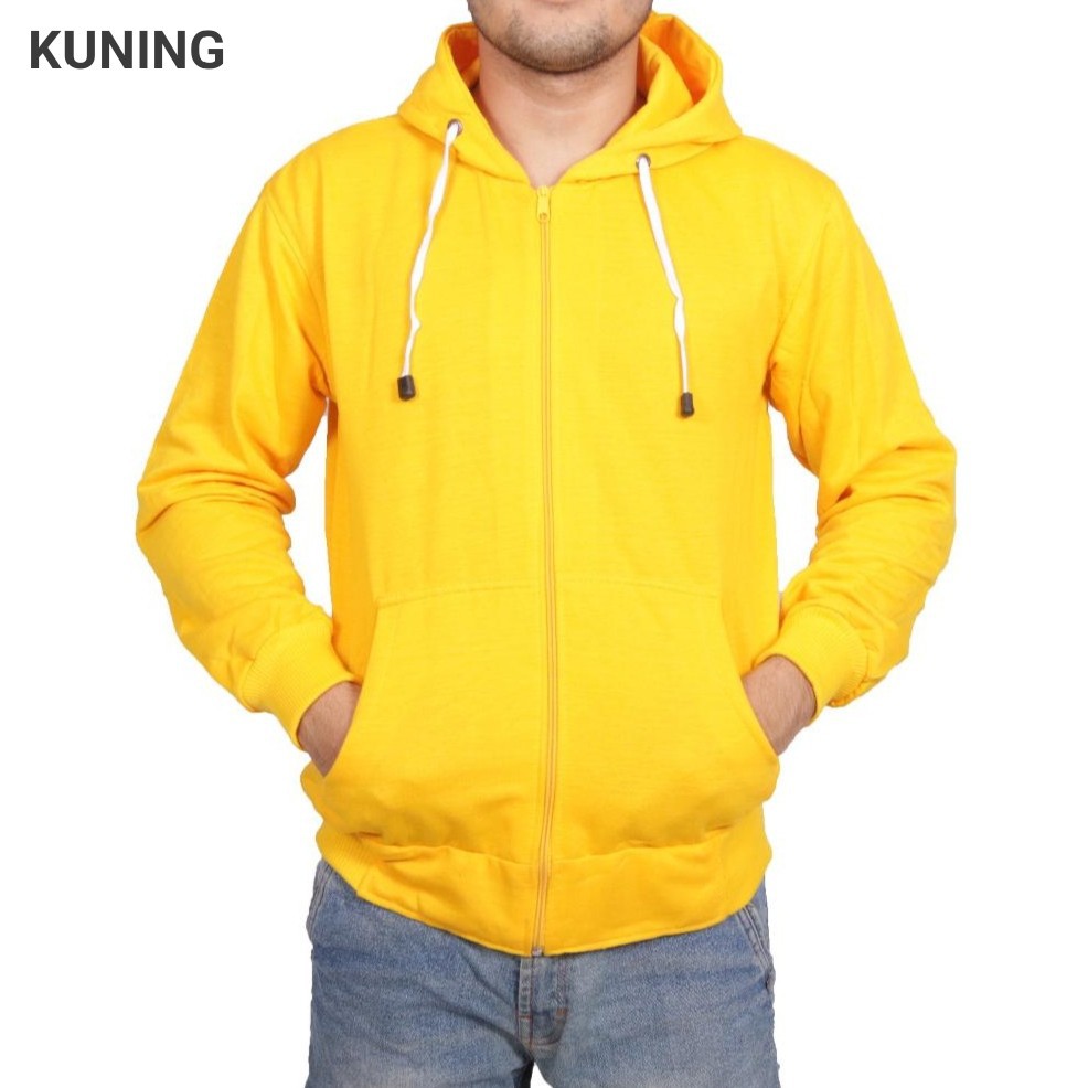 JAKET ZIPPER POLOS KUNING (PROMO)
