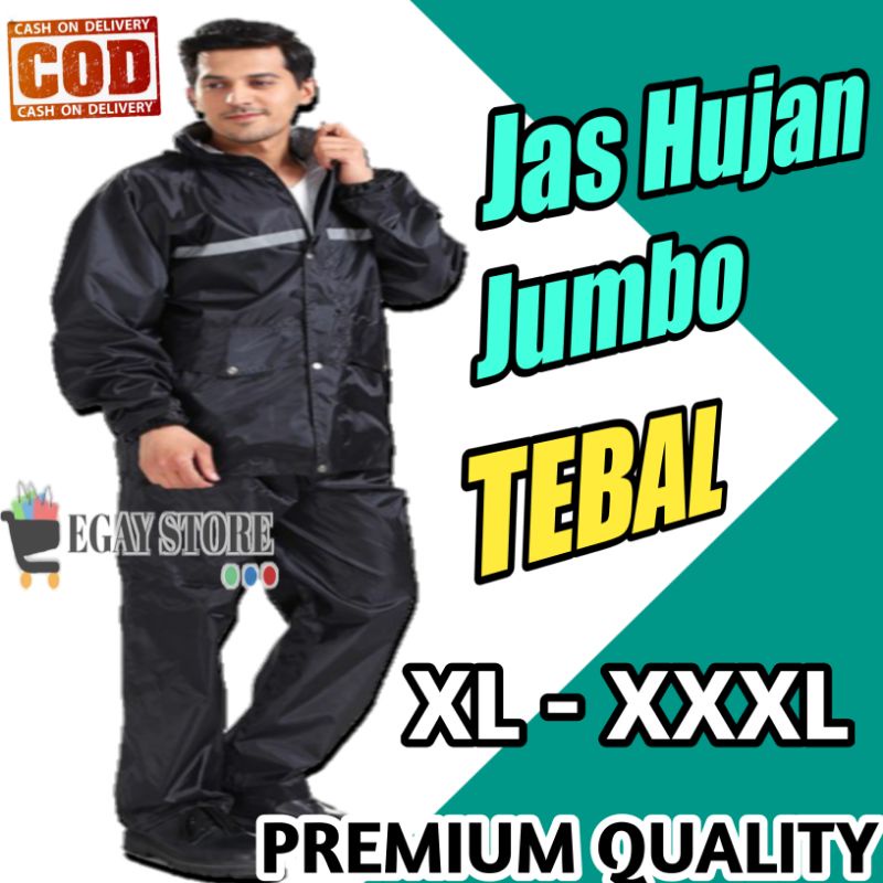 Jas Hujan Pria Jumbo Big Size XXXL XXL XL Dewasa Laki Wanita Set Setelan Besar Orang Gemuk Tebal Bagus Premium Quality Murah