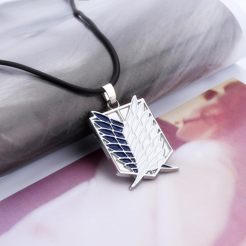 [Bisa COD] Kalung AOT Anime Attack On Titan Bahan Metal Cosplay Warna Silver Hitam