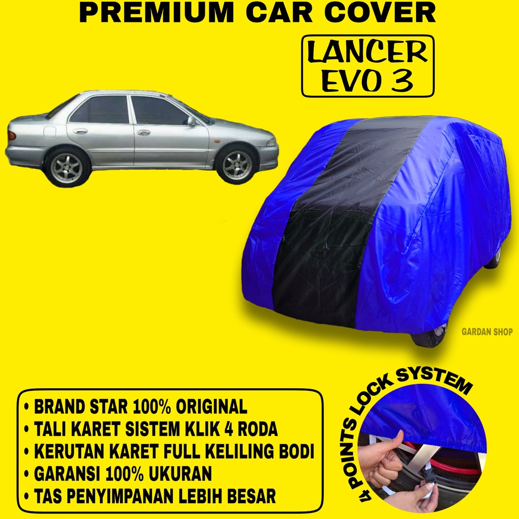 Body Cover LANCER EVO 3 BIRU HITAM Penutup Bodi Mobil Lancer Evo 3 Waterproof PREMIUM