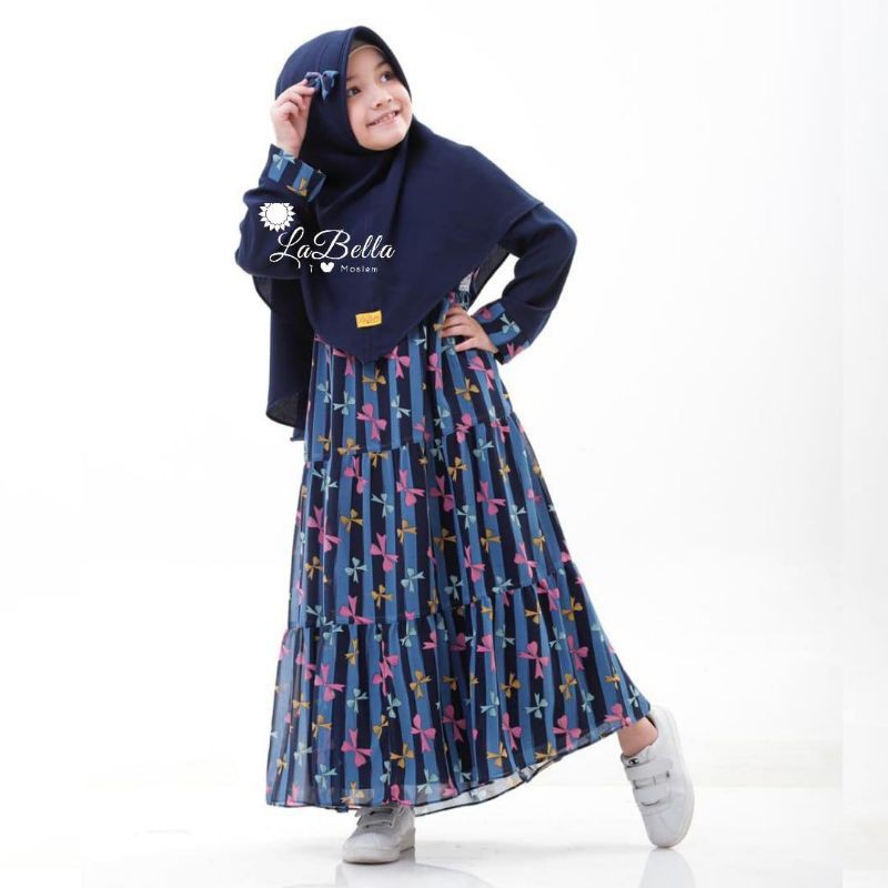 LABELLA Zafina Set Hijab Dress | GAMIS ANAK | Gamis Motif | Gamis Set | Baju Muslim | Baju Lebaran |