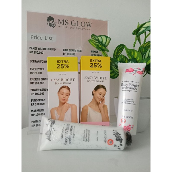 MS GLOW Easy White Paket Body Care (Lotion dan Serum)