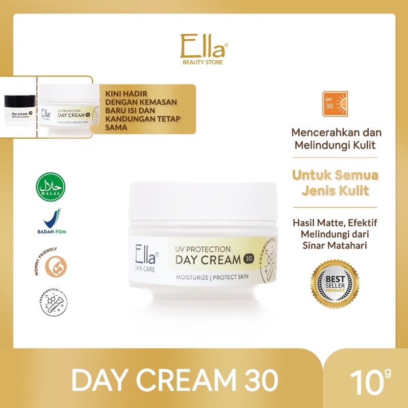 ELLA SKINCARE Day Cream Krim Pagi Sunblok Tabir Surya Tirai Spf 30 Kulit Normal