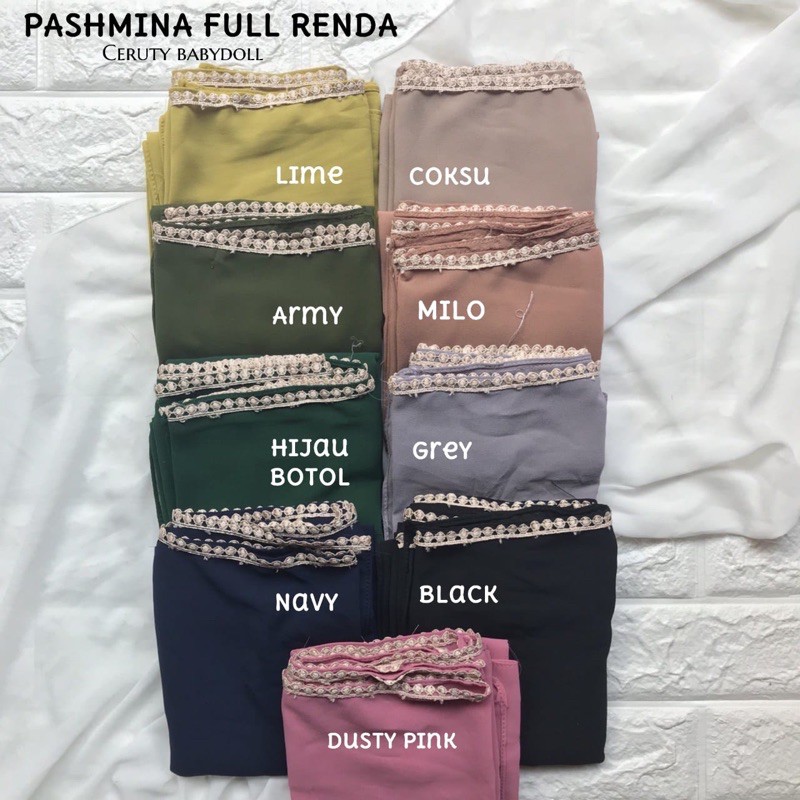 PASHMINA TALI FULL RENDA CERUTY BABYDOLL / HIJAB JILBAB INSTAN PASMINA SHAWL