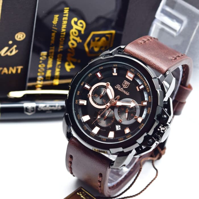 JAM PRIA TETONIS CHRONO ACTIVE + PULPEN ORI ANTI AIR (ADA 4 WARNA) - I DARK BROWN
