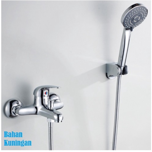Kran bathub panas dingin 2 lubang Kran Air Kran Shower Kuningan/Stainless