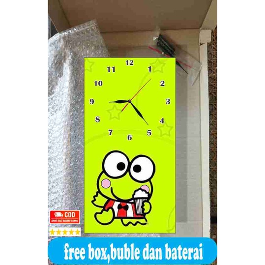 Jam Dinding Minimalis Modern Mewah Karakter Keroppi Serba Serbi Hadiah Kado Anak Murah Lucu Unik Terbaru Artistik