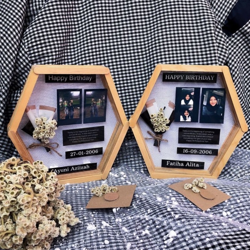 HEXA FRAME | kado custom ulang tahun cewek cowok | kado natal | bingkai foto custom | kado anniversa