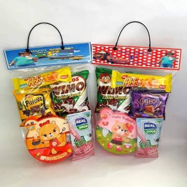 

PLASTIK PARCEL + LABEL Ukuran 25x35 Souvenir anak unik Goodie bag ultah