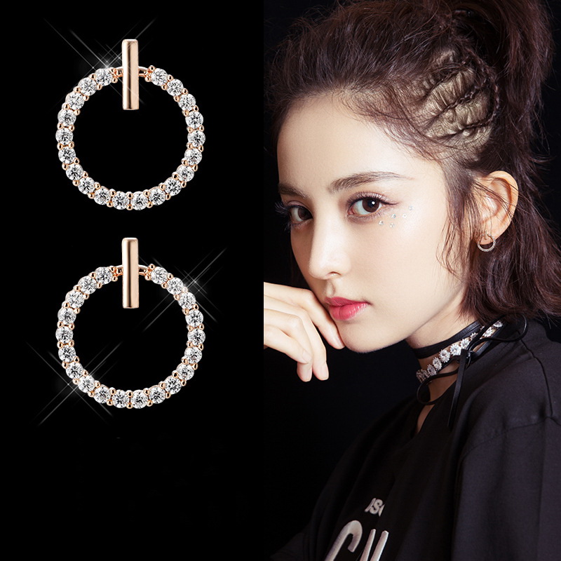 Anting Stud 925 Silver Needle Zircon Gaya Korea Hypoallergenic