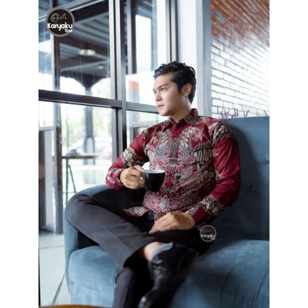 Kemeja Batik Slim Fit Pria Lengan Panjang Premium