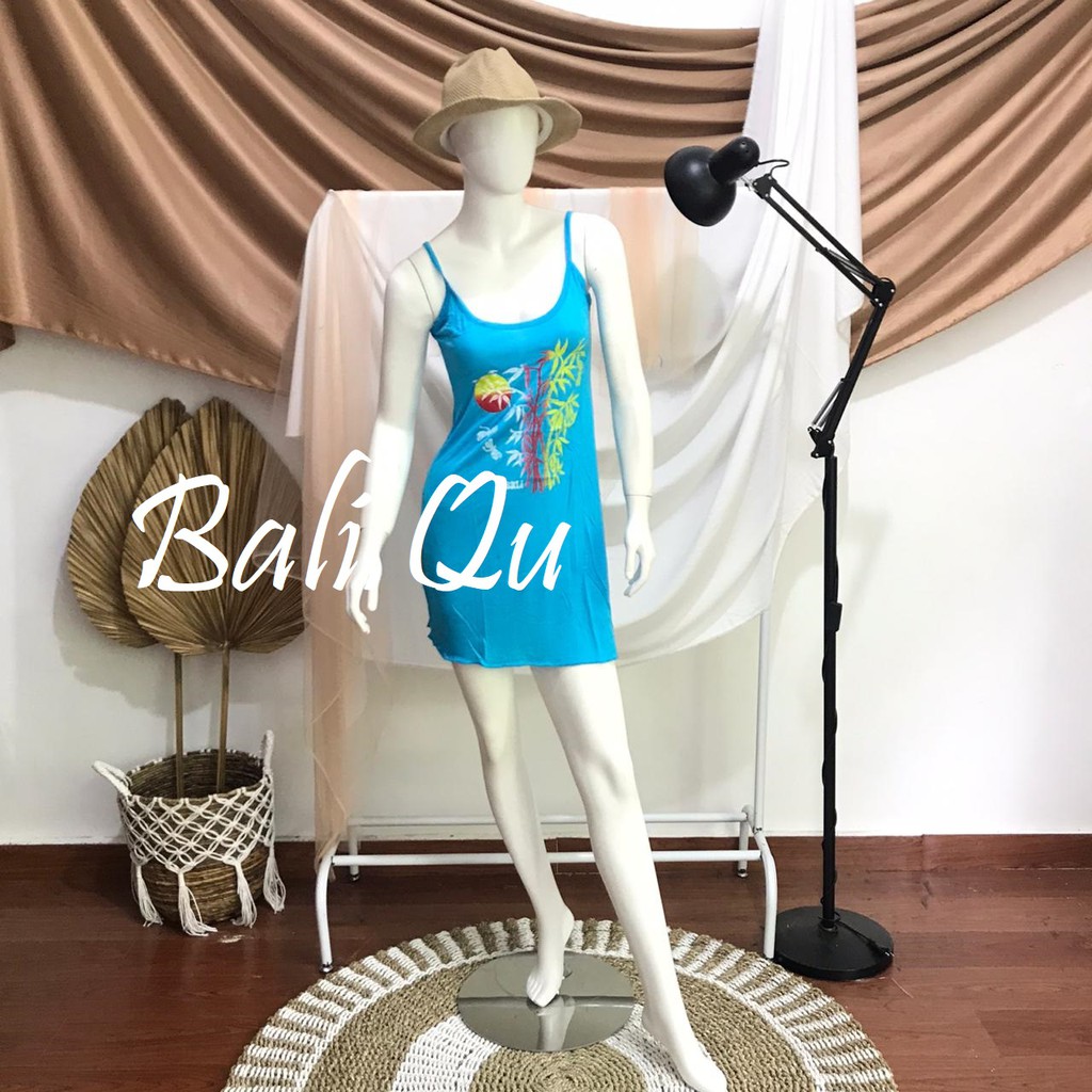 Daster  Tali Satu Sablon Bambu Bali-BIRU MUDA