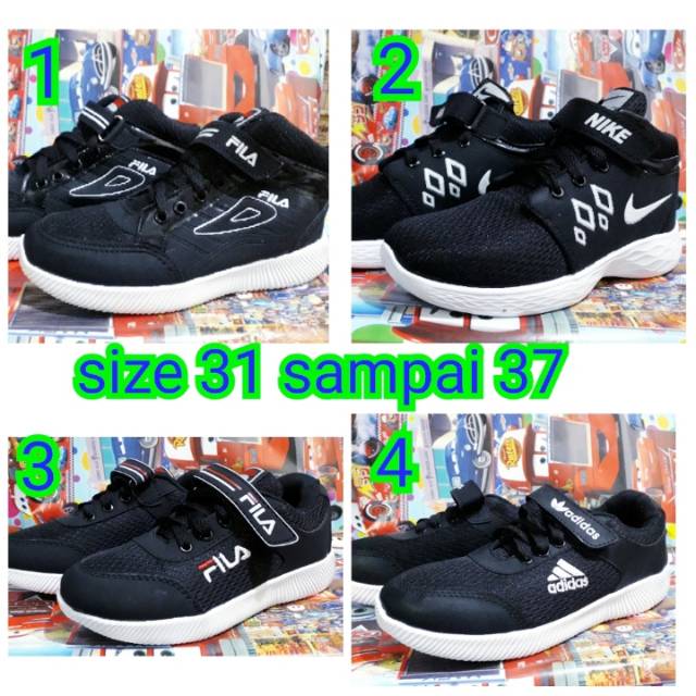 Sepatu sekolah anak SD TK adidas neo hitam 31-37 terbaru