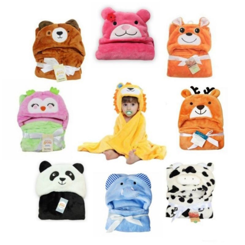 BEST SELLER...SELIMUT BAYI TOPI KARAKTER BONEKA DOUBLE FLEECE SELIMUT BLANKET BAYI TOPI BONEKA