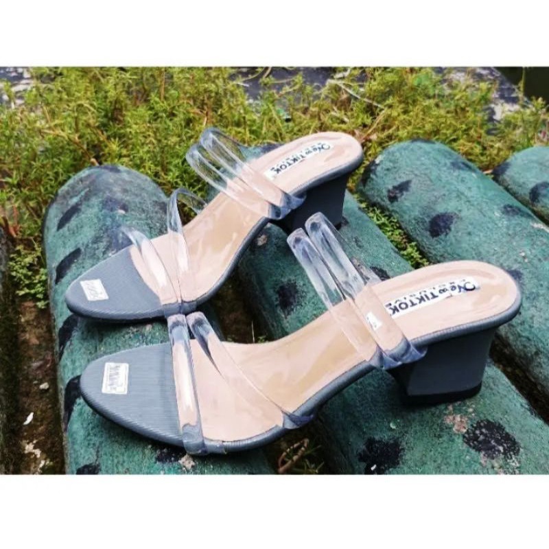 Sandal heels wanita model jelly cantik kekinian