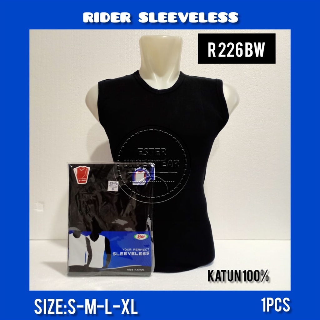 Kaos Sleeveless RIDER V-NECK R 226 HITAM ISI 1Pcs