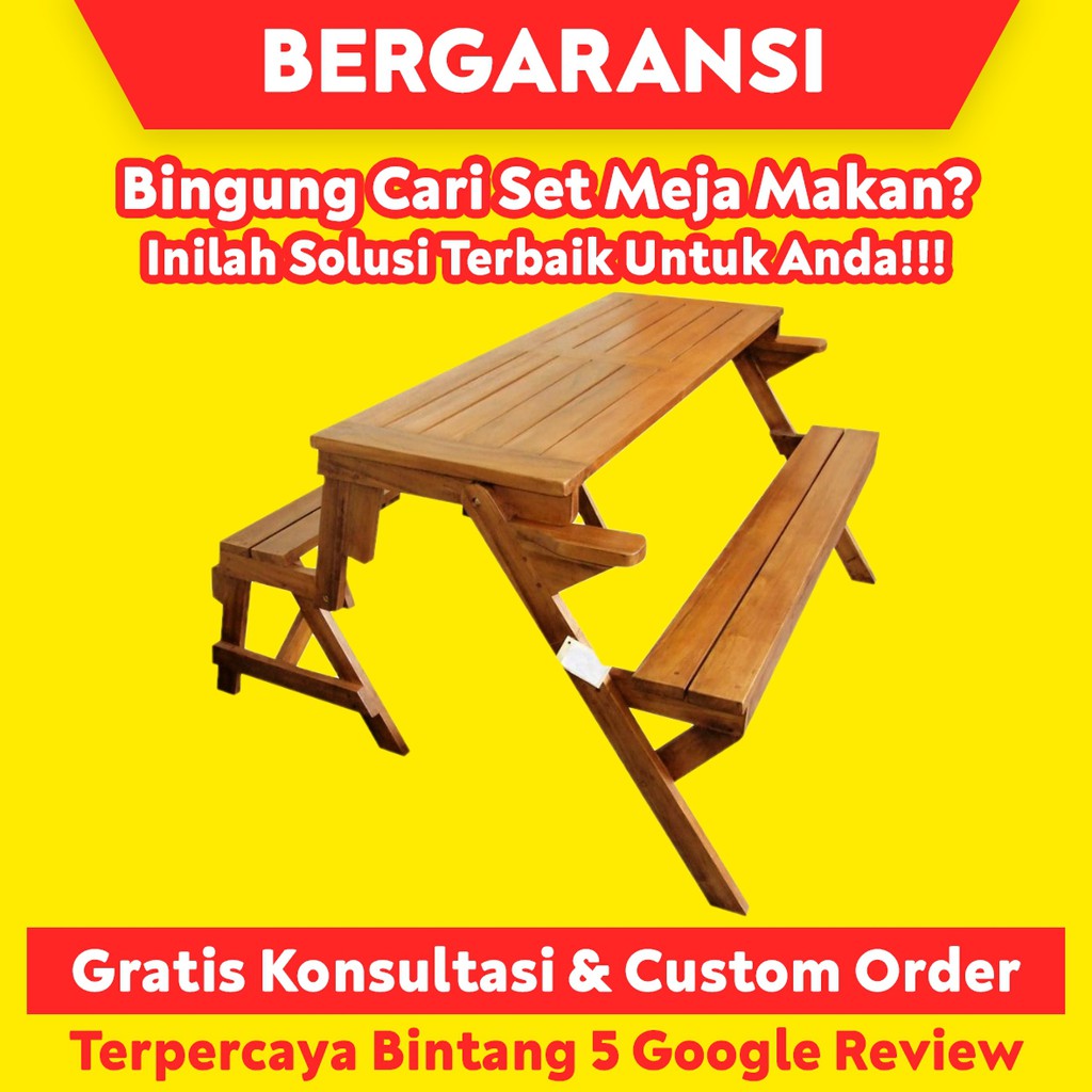 Jual Meja Makan Bangku Kayu Jati Garden Magic Viral Shopee Indonesia