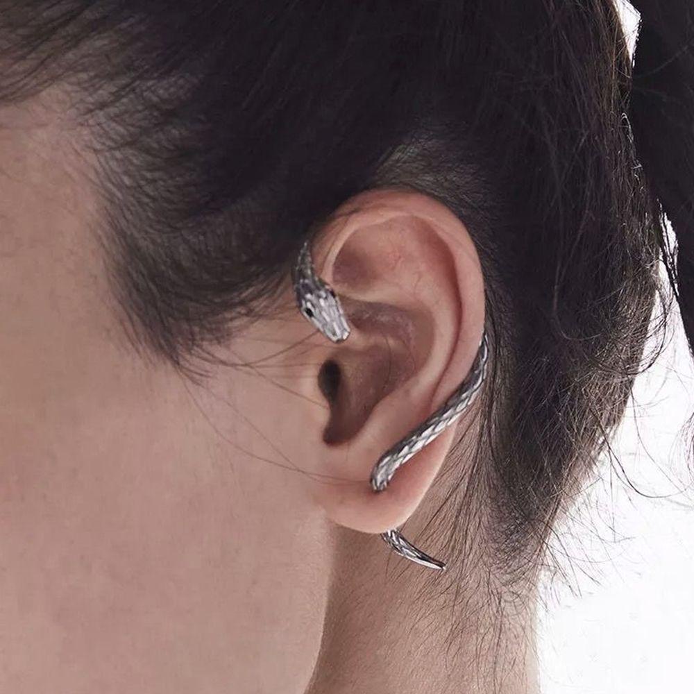 Agustina Wanita Ear Hook Streetwear Keren Ular Paduan Gadis Hip Hop Klip Tulang Telinga Tunggal