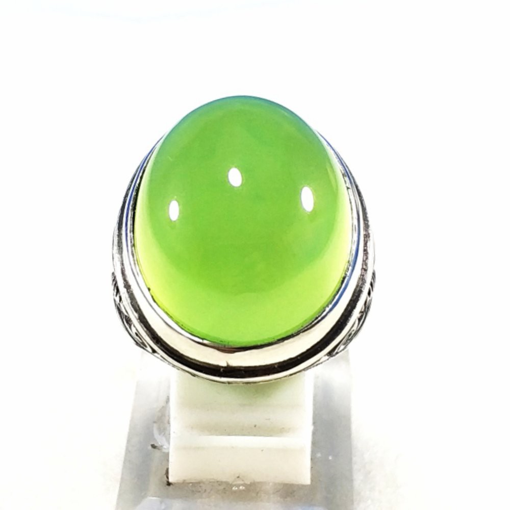 CINCIN BATU AKIK NATURAL GREEN APPLE CHALCEDONY BIG SIZE MUMBUL BOSS TERMURAH