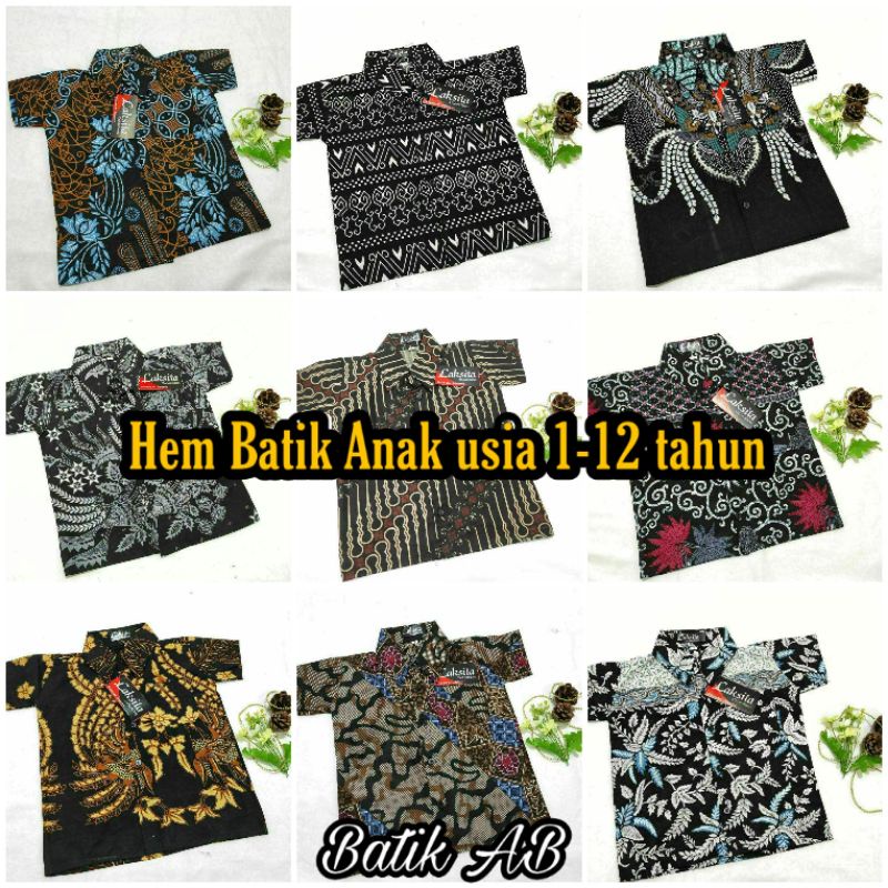 Baju Batik Anak Lengan Pendek / Hem Batik  Anak Usia 1-12 Tahun Termurah