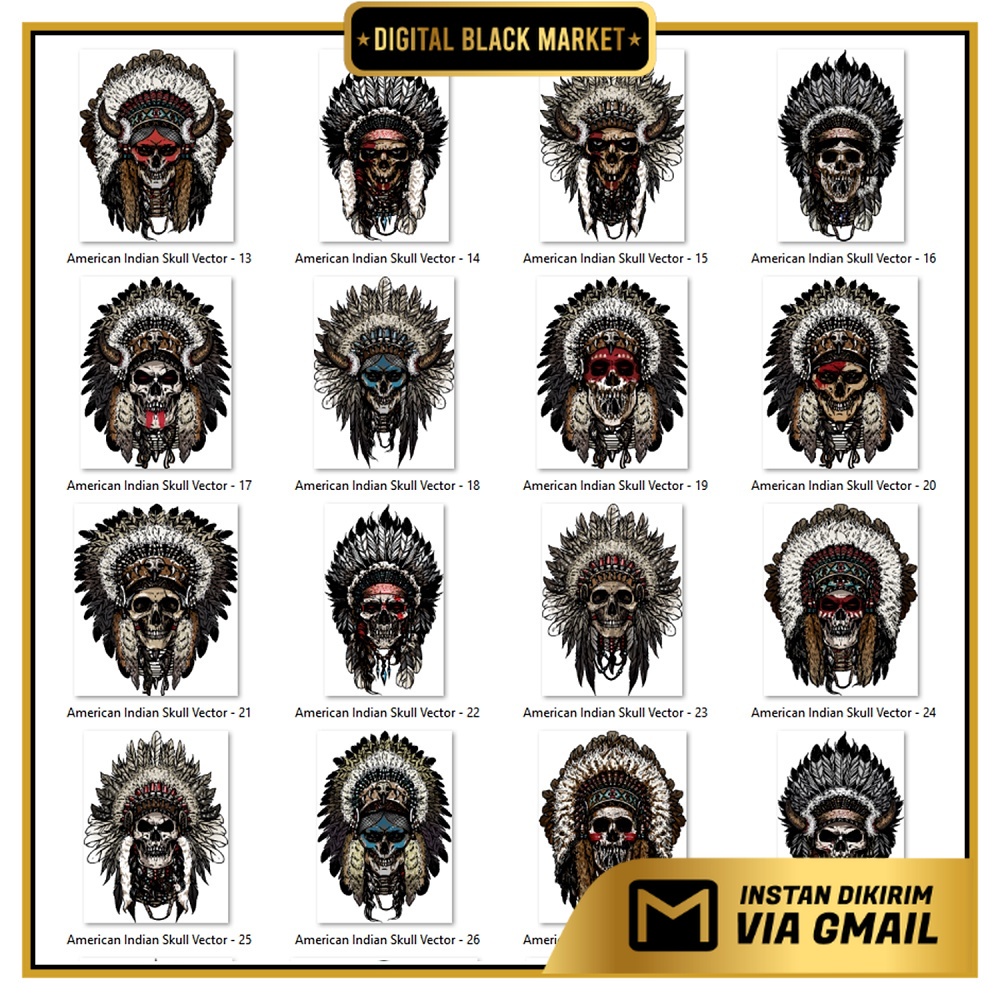 American Indian Skull Vector - Coreldraw