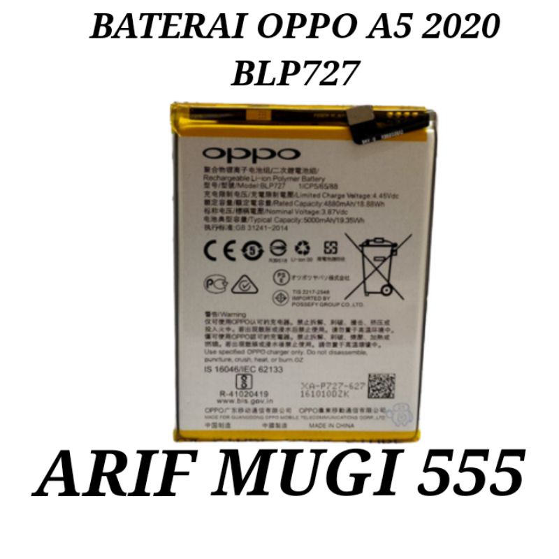 BATRAI BETERAI BATRE BATU HP OPPO A5 2020 BLP727 ORIGINAL