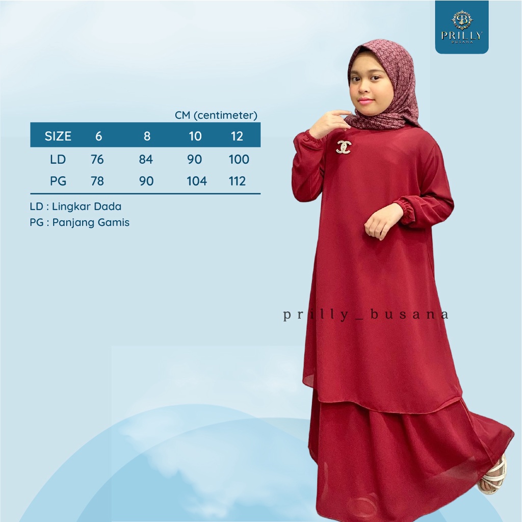 PB Prilly Busana - Keyla - malaysia anak 2 layer - gamis malaysia anak 2 layer