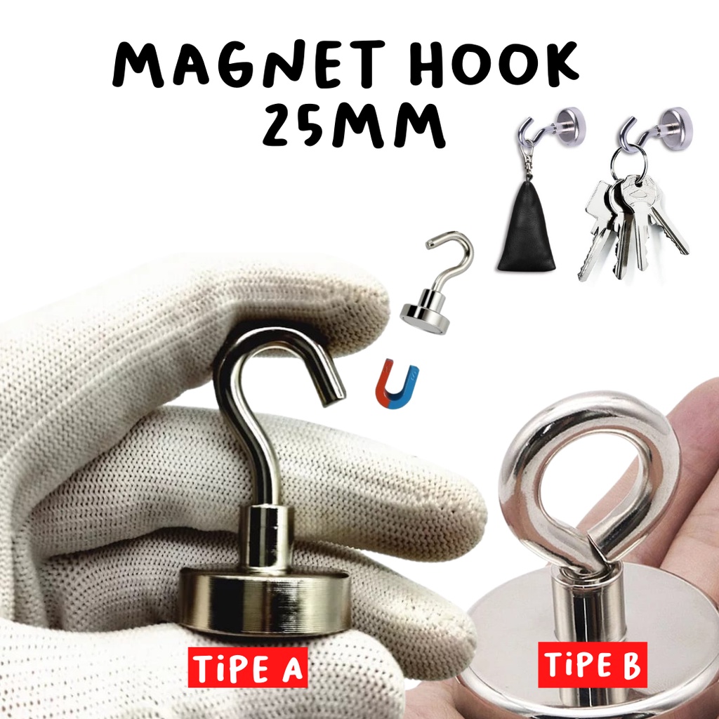 GANTUNGAN MAGNET SERBAGUNA magnet neodymium / Strong Magnet Hooks 25mm