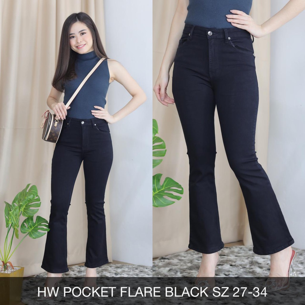 CELANA JEANS WANITA HW POCKET FLARE