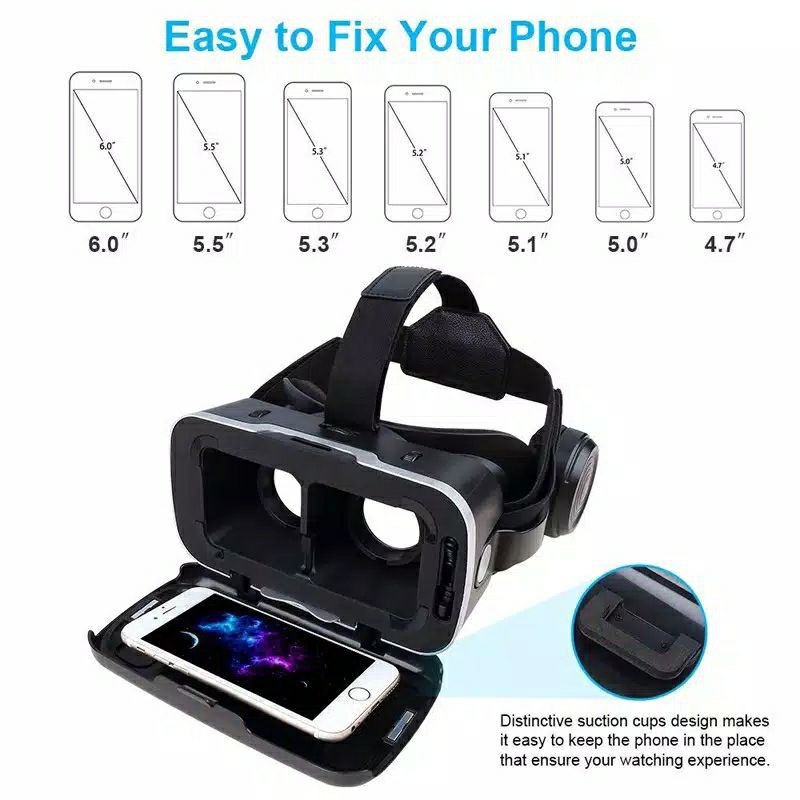 VR 3D Shinecon 6.0 VR Box Virtual Reality 3D Glasses dengan Headphone Termurah