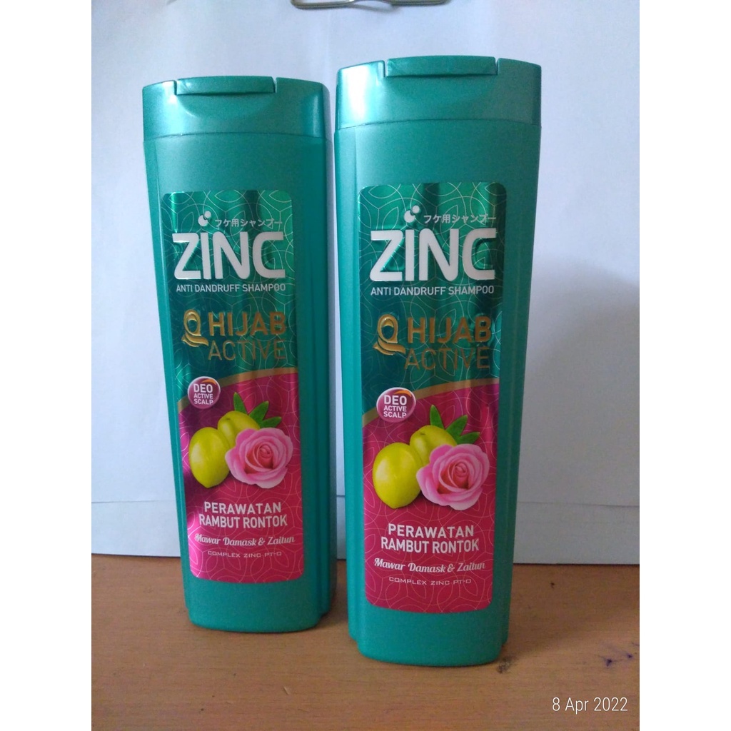 Zinc Hijab Active Shampoo 340ml Mawar Damask Zaitun anti Dandurff Perawatan Rambut Rontok