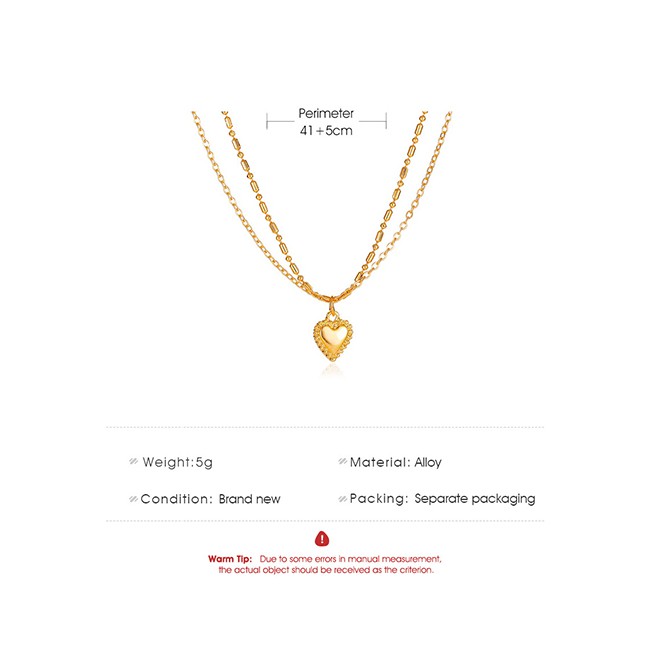 LRC Kalung Fashion Kc Gold Double Heart Pendant Thin Chain P85899