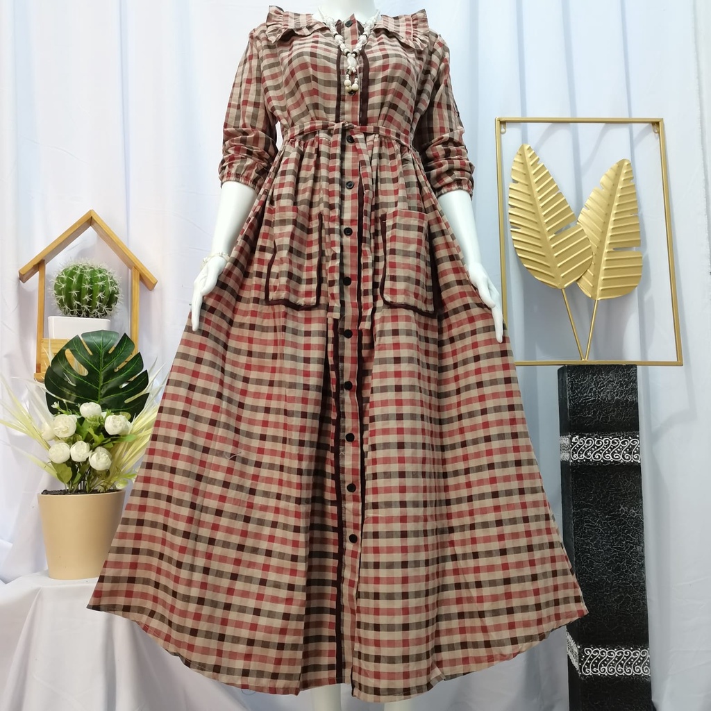 LAURA MAXY MOTIF KOTAK/GAMIS KEKINIAN 2022/GAMIS TERBARU/GAMIS MURAH PREMIUM