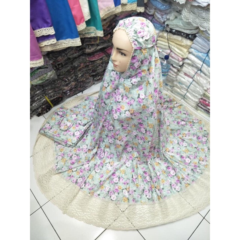 Mukena Katun Jepang Ori Renda Rajut - Mukena Katun Jepang