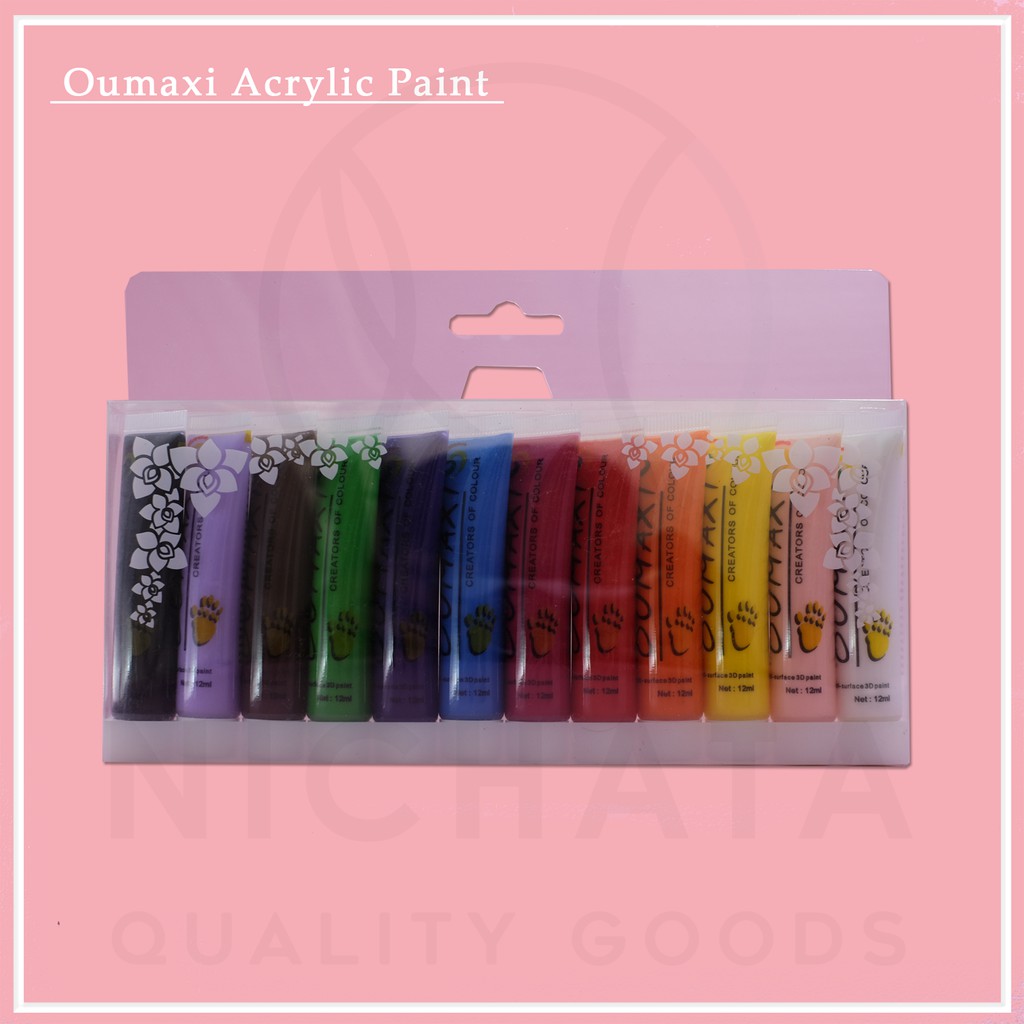 

Oumaxi Acrylic Paint / Cat Akrilik 12 Warna / Acrylic 12 Colors Nail Painting