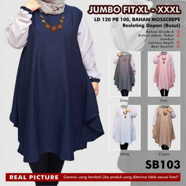 Tunik ukuran XXL /tunik besar /tunik jumbo/atasan muslim ukuran besar XXL