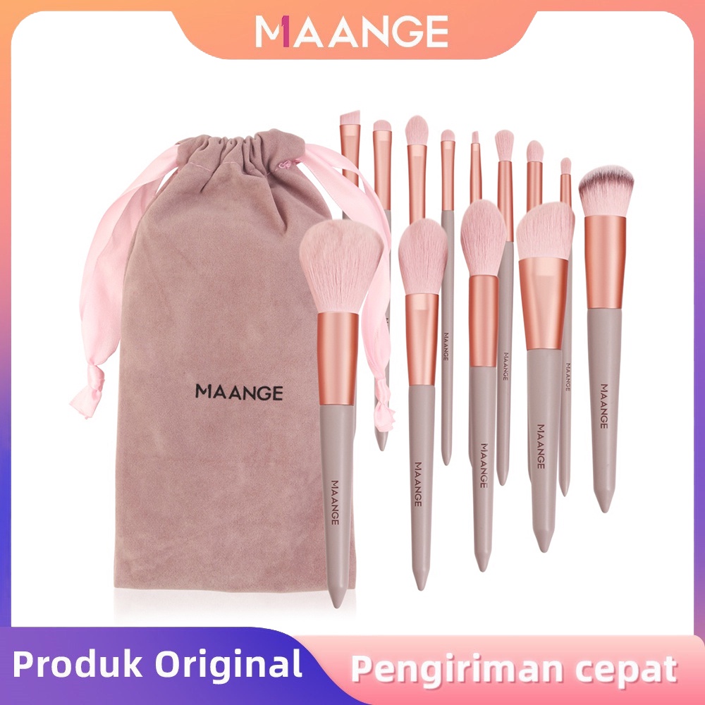 MAANGE 13Pcs Makeup Brush Sikat Lembut Beautytools Alat Rias Tas Kuas Portabel Lembut 5877