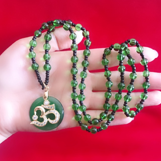 promo super murah kalung giok asli liontin omkara lapis mas 24k impor cantik awet mulia