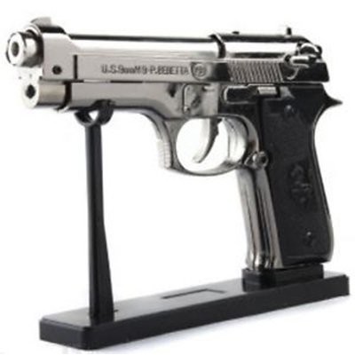 Lighter / Korek Api Pistol Model PIETRO BERETTA US .9mm M9 ( Black &amp; Silver / Chrome)