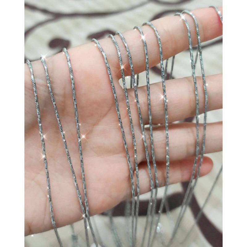 kalung titanium silver halus  model baru pria wanita uk. pendek