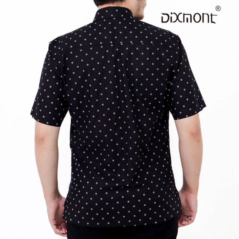 Dixmont Kemeja Pria Basic Formal Motif Lengan Pendek Hem MS00422