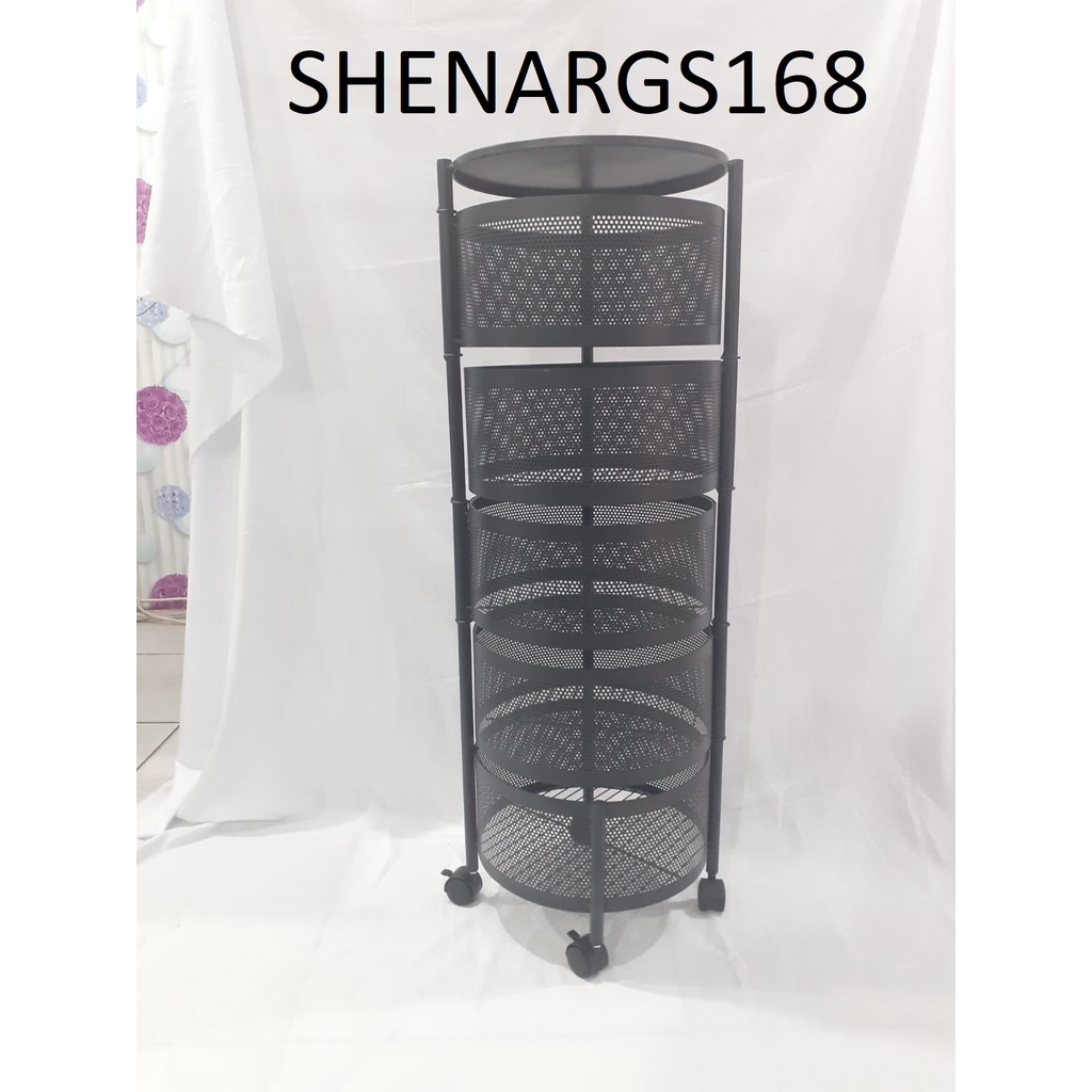 NEW- TITAN - GALAXY - ASTRO Rak Susun Besi Dapur Serbaguna Tingkat Model Bulat / Rak Troli Su0un Putar / Rotary Multilayer Organizer-SHENAR