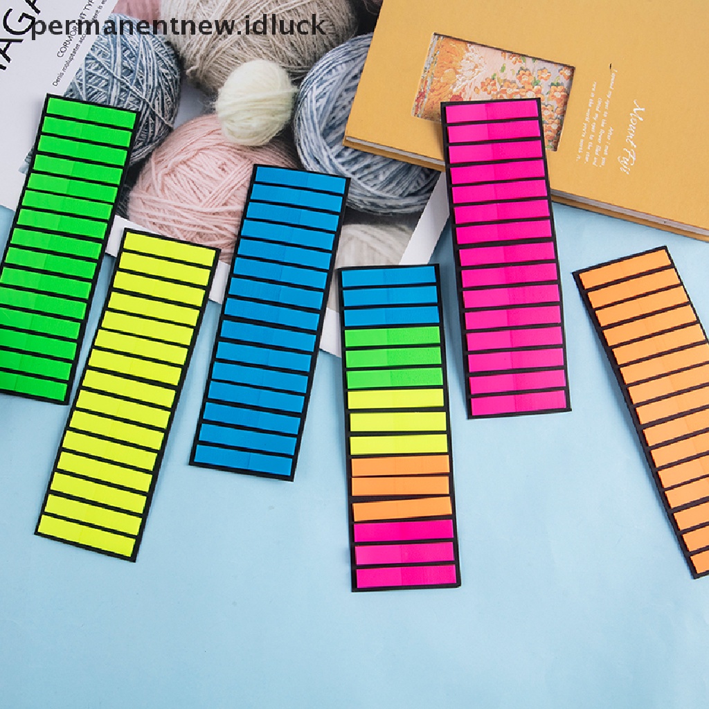 300pcs Stiker Sticky Note Transparan Fluorescent Untuk Stationery Anak Sekolah / Kantor