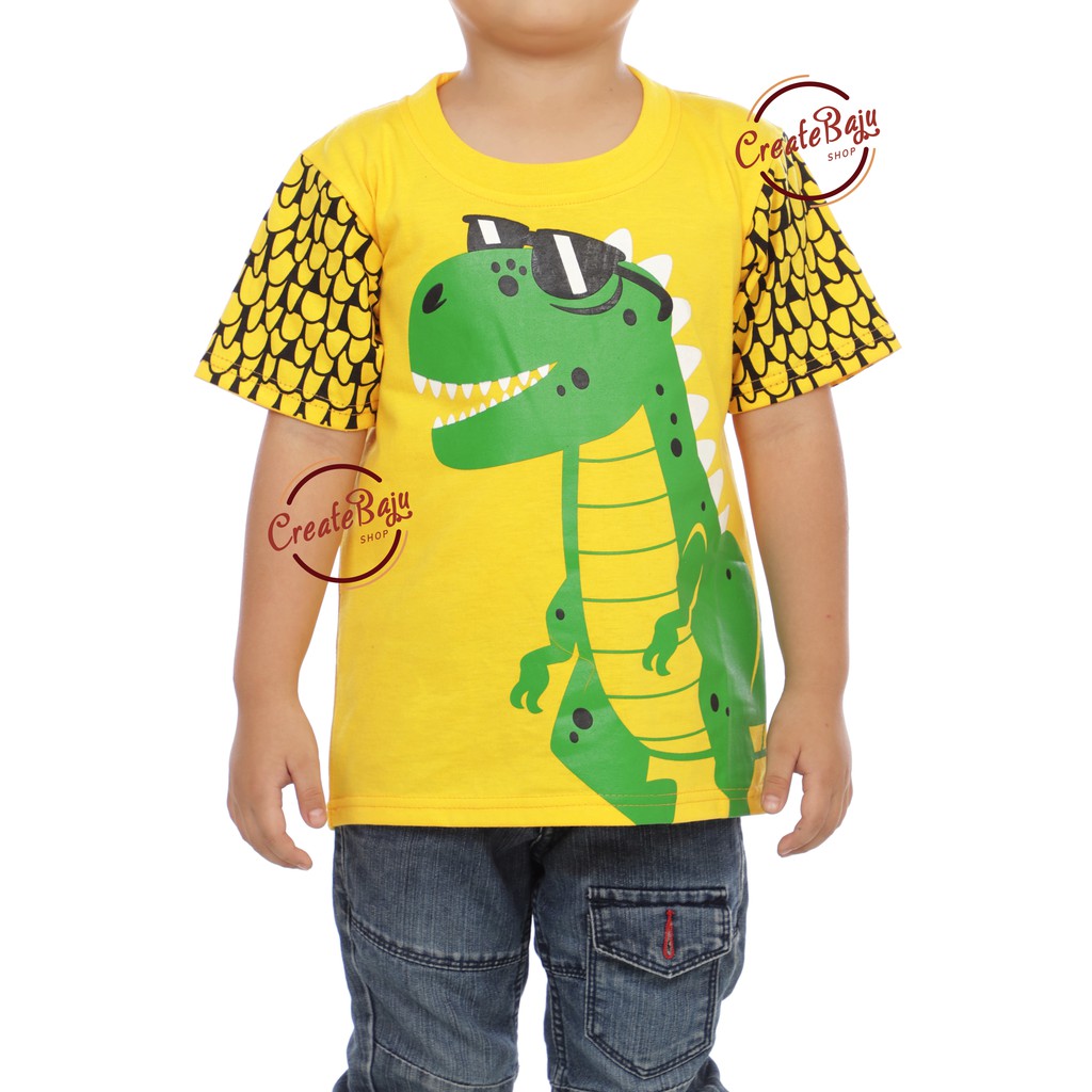 KAOS ANAK LAKI DINO KACAMATA 1-7 TAHUN BAJU ATASAN ANAK LAKI MURAH BAHAN KATUN